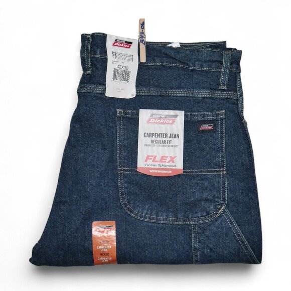 Dickies Men's Size 42x30 Carpenter Jeans Loose Fit Dark Wash Denim NWT - Picture 4 of 15